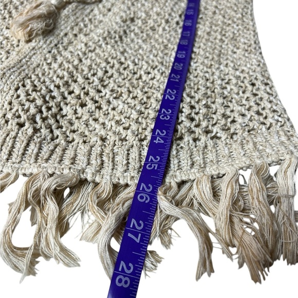 J. JILL Crochet Fringe Beachy Tassel Tie Coverup Open Resort wear Cardigan - Picture 9 of 14